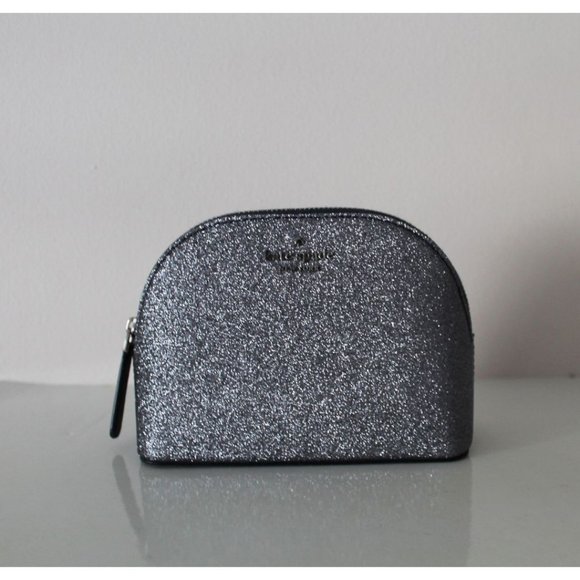 Kate Spade New York Small Joeley Glitter Dome Cosmetic Make-up Travel Bag - Picture 2 of 6
